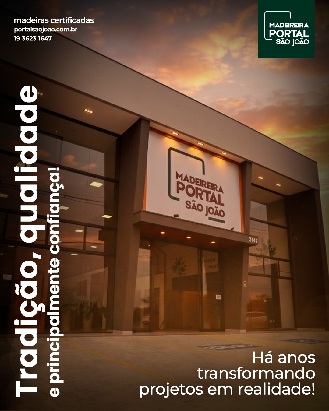 Na Portal São João, cada detalhe importa 🌿
Há anos, oferecemos madeiras e produtos de qualidade, com atendimento especializado para cada tipo de projeto, do mais clássico ao mais moderno.
Aqui, você encontra soluções completas para construção e decoração, sempre com foco em durabilidade, beleza e excelência.
Venha nos visitar e descubra como podemos transformar seus ambientes com madeira de verdade!
📞 (19) 3623-1647
📲 (19) 99927-4306
📍 Av. Dr. Octávio da Silva Bastos, 3145 Parque Alvorada
#MadeireiraPortalSãoJoão #MadeiraDeQualidade #TradiçãoEConfiança #ConstruçãoComMadeira #DetalhesQueEncantam