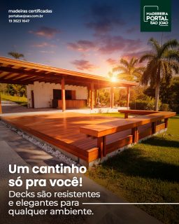 Crie seu refúgio de conforto e beleza com um deck de madeira feito sob medida 🌿Perfeito para quintais, varandas ou áreas gourmet, o deck une resistência, durabilidade e charme natural da madeira.
📞 (19) 3623-1647
📲 (19) 99927-4306
📍 Av. Dr. Octávio da Silva Bastos, 3145 Parque Alvorada
Fale com a Portal São João e transforme seu espaço com estilo!
#DeckDeMadeira #MadeiraDeQualidade #MadeireiraPortalSãoJoão #EspaçosComMadeira #ConfortoEAconchego